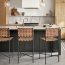 Four Hands Garza Bar Stool - Natural Leather Single Chair