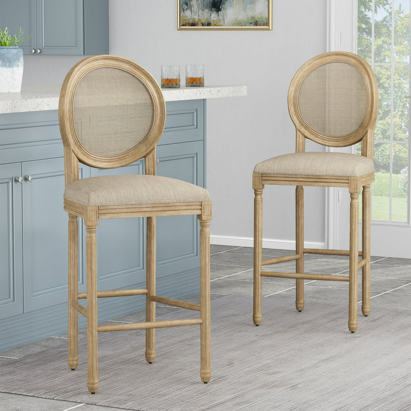 Noble House Epworth French Country Wooden Barstools, Set of 2