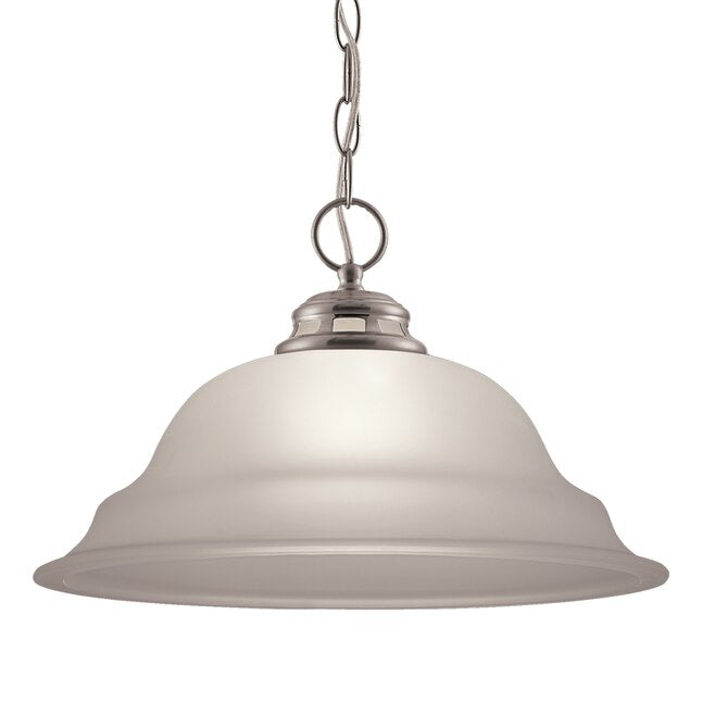 Portfolio Fallsbrook Brushed Nickel Traditional Etched Glass Bell Hanging Pendant Light