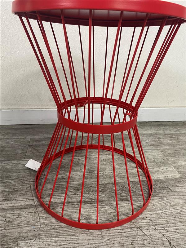 Vibrant Red Wire Basket-Style Accent Table