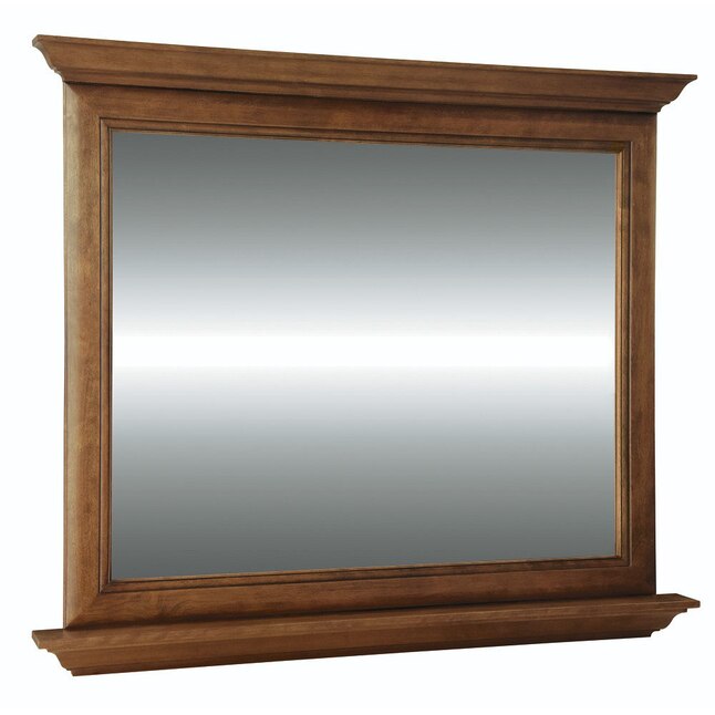 Diamond NOW Ballantyne 42-in x 34-in Mocha Brown with Ebony Glaze Framed Bathroom Vanity Mirror