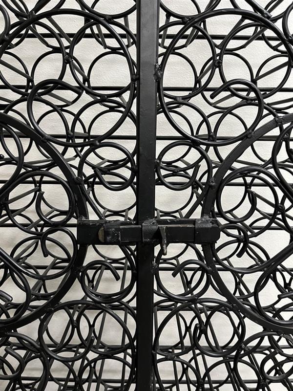 Mid-Century French Iron Gothic Style 140 Bottle Wine Rack