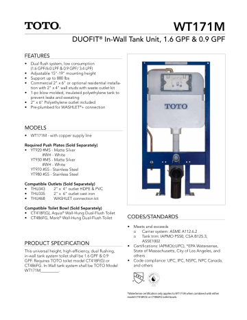 TOTO DuoFit 0.9/1.6 GPF Dual Flush Toilet Tank Only