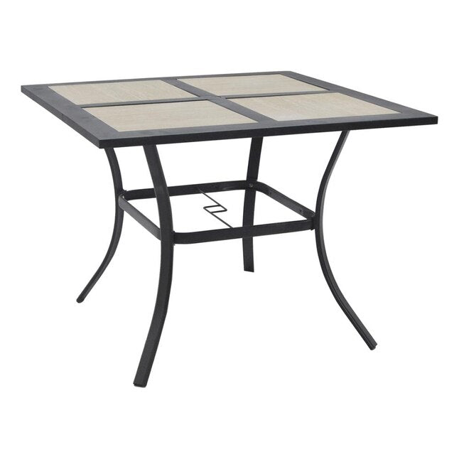 Square Aluminum Tile Top Table with Umbrella Hole