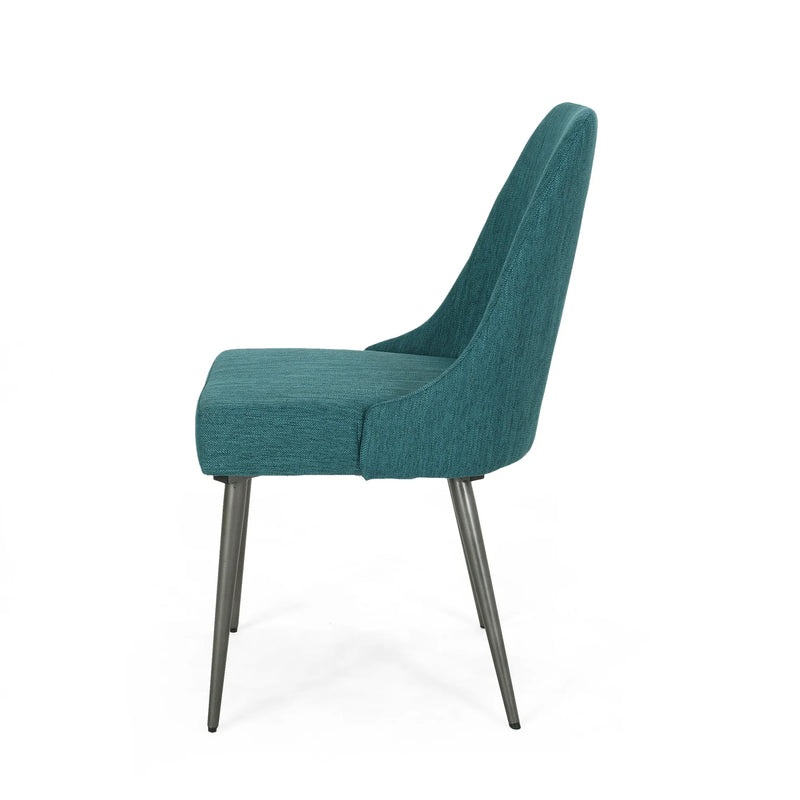 Bellamy Studio Modern Fabric Dining Chairs, Set of 2, Teal, Gunmetal
