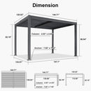 PURPLE LEAF Caesar Solar Louvered Pergola with LED Strip Lights and Control Panel Aluminum Outdoor Pergola with Adjustable Roof