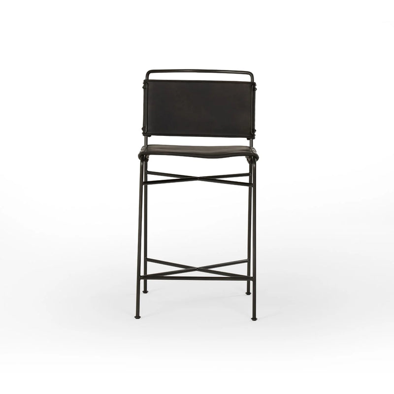Four Hands Wharton Counter Stool in Distressed Black