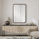 allen + roth 24-in W x 35.0-in H Rectangle Light Brown Polished Wall Mirror