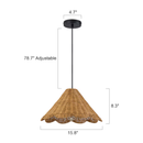 LLHZSY 1 -Light Matte Black Farmhouse Rattan Cone Hanging Pendant Light