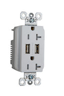 Legrand 20A 125V Fed Spec-Grade Tamper-Resistant USB Type A/A Outlet, White