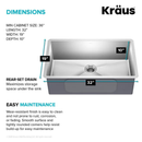 32" Undermount Single Bowl 16 Gauge Stainless Steel Kitchen Sink