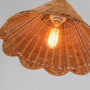 LLHZSY 1 -Light Matte Black Farmhouse Rattan Cone Hanging Pendant Light