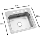 Glacier bay 25 in. Drop-in Single Bowl 22 Gauge Stainless Steel Kitchen Sink