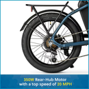 Concord 20" Urbanfold Electric Folding Bike, 36V, Class 2, Blue, Fits Riders 4'11" - 6'2"