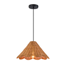 LLHZSY 1 -Light Matte Black Farmhouse Rattan Cone Hanging Pendant Light