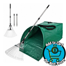 Etokfoks 60 Gallon Dustpan Leaf Bag and Adjustable Metal Handle Garden Rake Set for Lawn Yard Leaves Shrub Grass Kit
