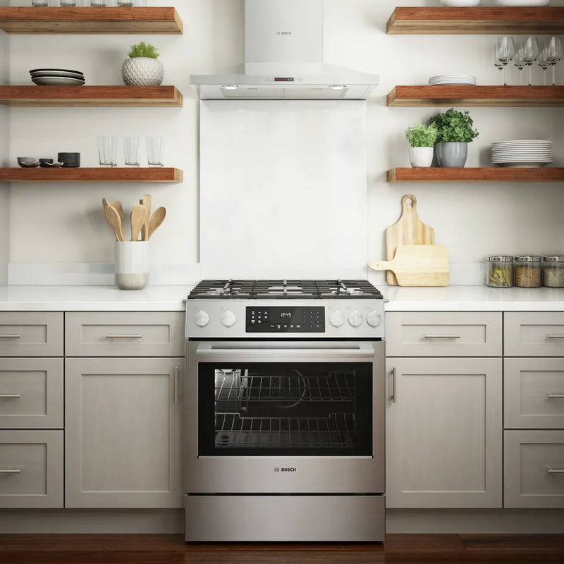 Bosch 800 Series 30-in 5-Burners 4.8-cu ft Convection Oven Slide-In Natural Gas Range -Stainless Steel