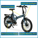 Concord 20" Urbanfold Electric Folding Bike, 36V, Class 2, Blue, Fits Riders 4'11" - 6'2"