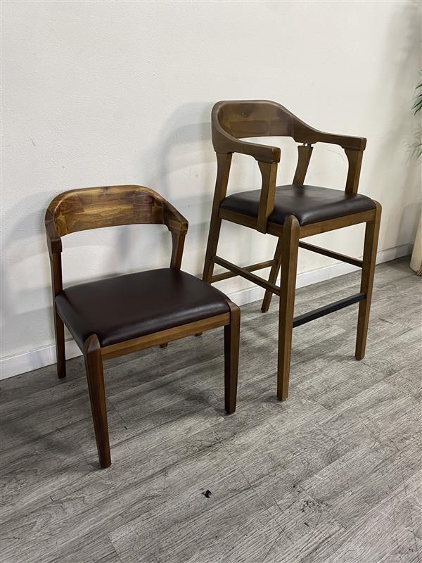 Elevated Comfort Chair Duo: Tall Bar Chair & Standard Dining Chair
