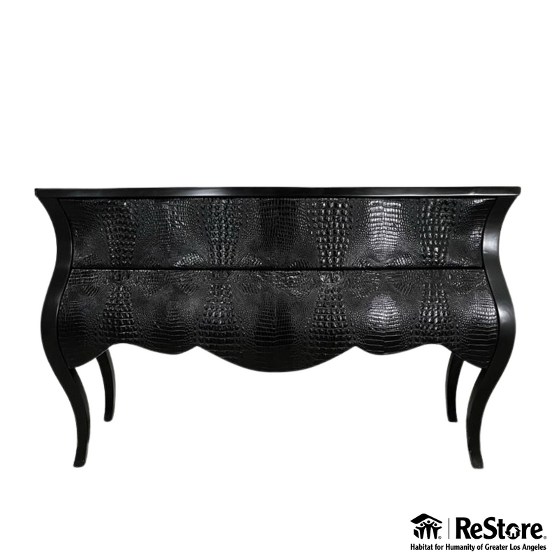 Custom Crocodile Leather Console Table 2 Drawers