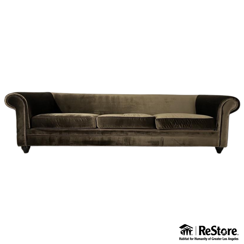 Bespoke Custom chesterfield Brown Velvet Sofa 108”