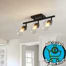 BABOOM Adjustable Kitchen Semi Flush Mount Ceiling Light Fixtures 19.7-in 3 -Light Black Medium base (E-26) Modern/contemporary Linear Track Lighting Kit with Gimbal Pivoting Heads