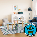 Mainstays Kids Washable Striped Area Rug, Blue and Green, 8 ft x 10 ft