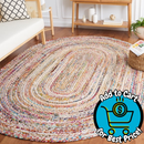 SAFAVIEH Cape Cod Miah Geometric Area Rug, Beige/Multi, 3' x 5' Oval