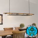 EDISLIVE 5 -Light Black Farmhouse Wood finish Linear LED Large Hanging Kitchen Island Light