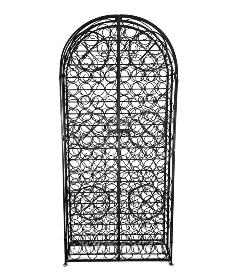 Mid-Century French Iron Gothic Style 140 Bottle Wine Rack