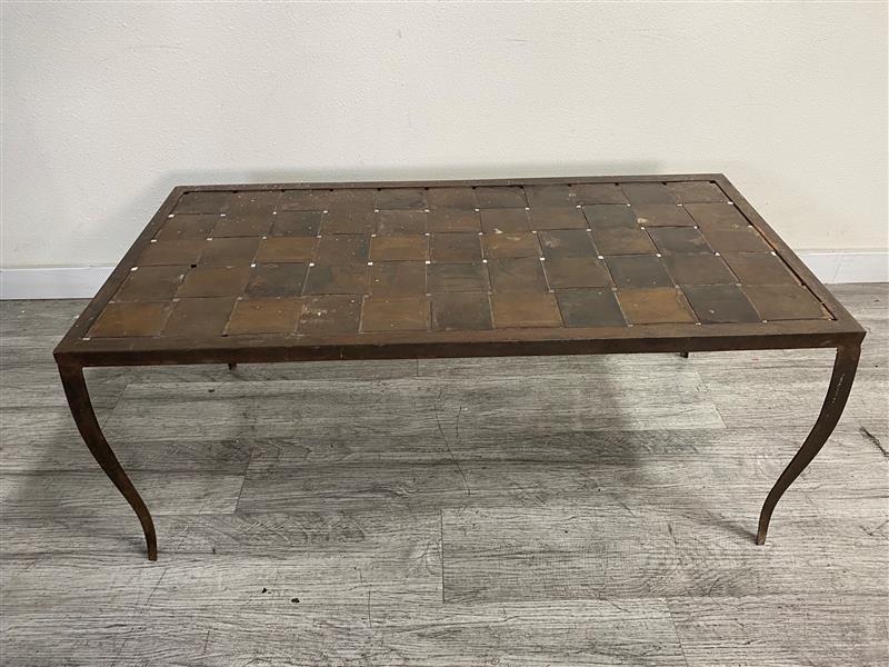 Rustic Mosaic Artisan Copper-Inlay Coffee Table