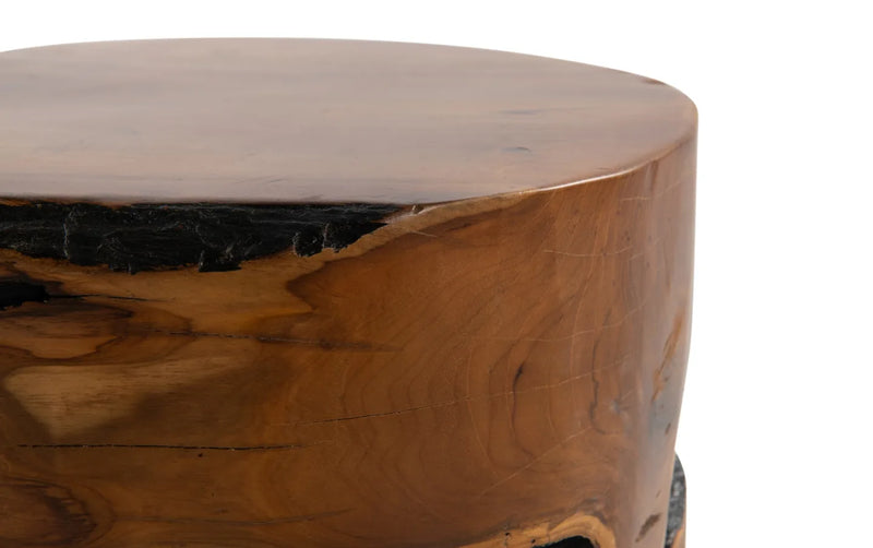 Mojave 14'' Brown Teak Solid Wood Tree Stump Stool