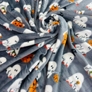 Serafina Home Oversized Halloween Throw Blanket: Baby Ghost Party on Grey Background Design on Soft Velvet Fleece Throw Blanket 50" x 70"