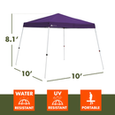 Ozark Trail 10' x 10' Purple Instant Slant Leg Pop-Up Canopy Outdoor Shade
