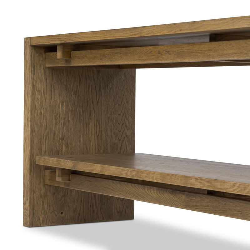 Four Hands Theodore Media Console - Rustic Amber Oak Veneer
