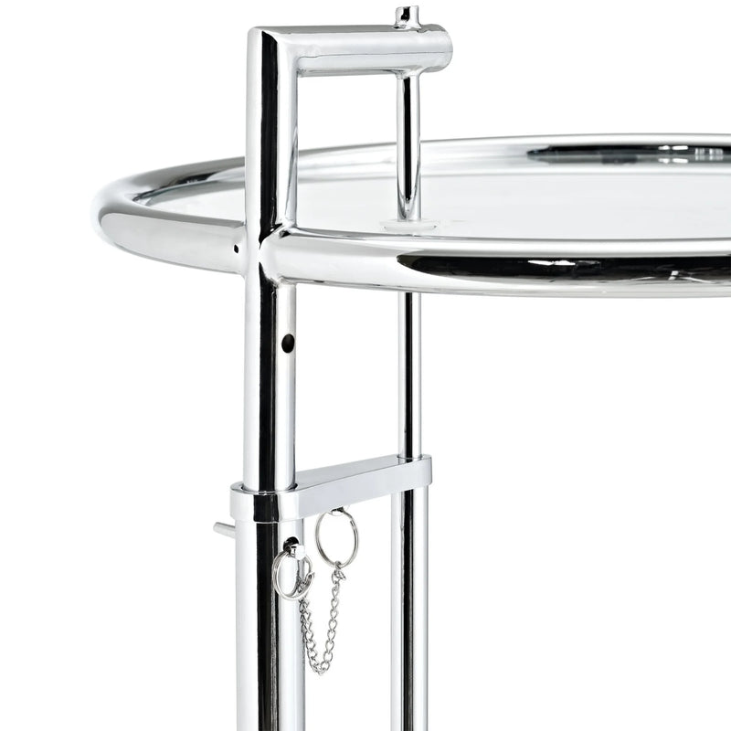 Eileen Gray Inspired Chrome Stainless Steel End Table - Silver