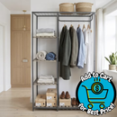 Better Homes & Gardens Farmhouse Style Gray Wood and Metal Clothes Rack with Garment Rod