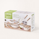 Carote Ceramic Nonstick Pots and Pans Set, 13 Pieces Kitchen Cookware Sets Compatible for All Stoves, White Granite
