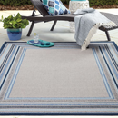 Allen + Roth with STAINMASTER 8-ft x 10-ft Blue Border Outdoor Border Area Rug