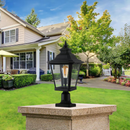 Bayfeve Outdoor Glass Column Headlights Black Hardwired LED Incandescent Post light