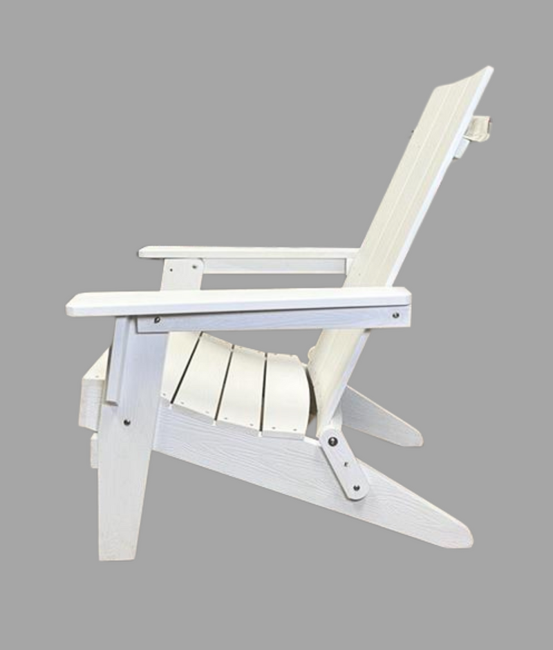 YEFU White Folding Adirondack Chair, Patio Chair With Wide Armrests