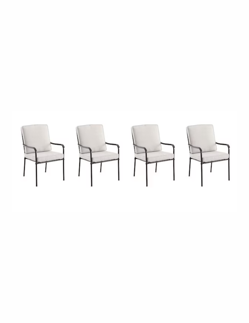 Style Selections Seacrest Set of 4 Black Steel Frame Stationary Dining Chair(s) with Tan Cushioned Seat