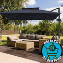 JEAREY 9-ft Aluminum Navy Crank Cantilever Patio Umbrella with Base