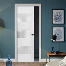 SARTODOORS Slab Barn Door Panel Frosted Glass 3 Lites 36 x 80 inches