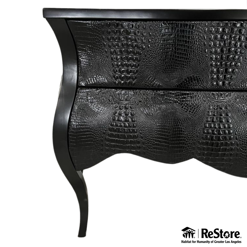 Custom Crocodile Leather Console Table 2 Drawers
