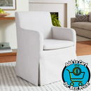 My Texas House Wren Slipcover Dining Chair with Casters Cream Polyester
