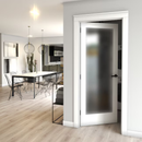 EightDoors 24-in x 80-in White primed 1-panel Frosted glass Smooth Solid core Primed Interior Slab Door