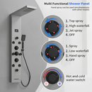 BWE Onyx SPA All-in-One Black and Nickel 20-in Waterfall Dual Head Shower Tower System with 6-way Diverter