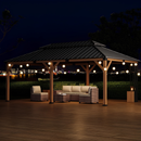 Haxvin 12 ft x 20 ft Solid Wood Hardtop Gazebo with Double Galvanized Steel Roof