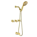 3 Handles 10-Spray Pattern Tub and Shower Faucet Faucet Brushed Gold